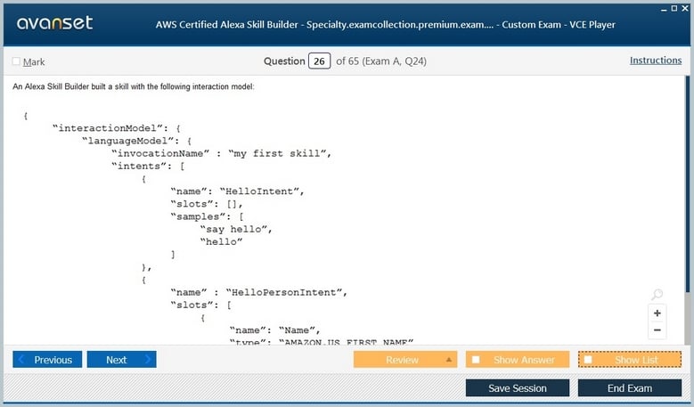 AWS Certified Alexa Skill Builder - Specialty Premium VCE Screenshot #4